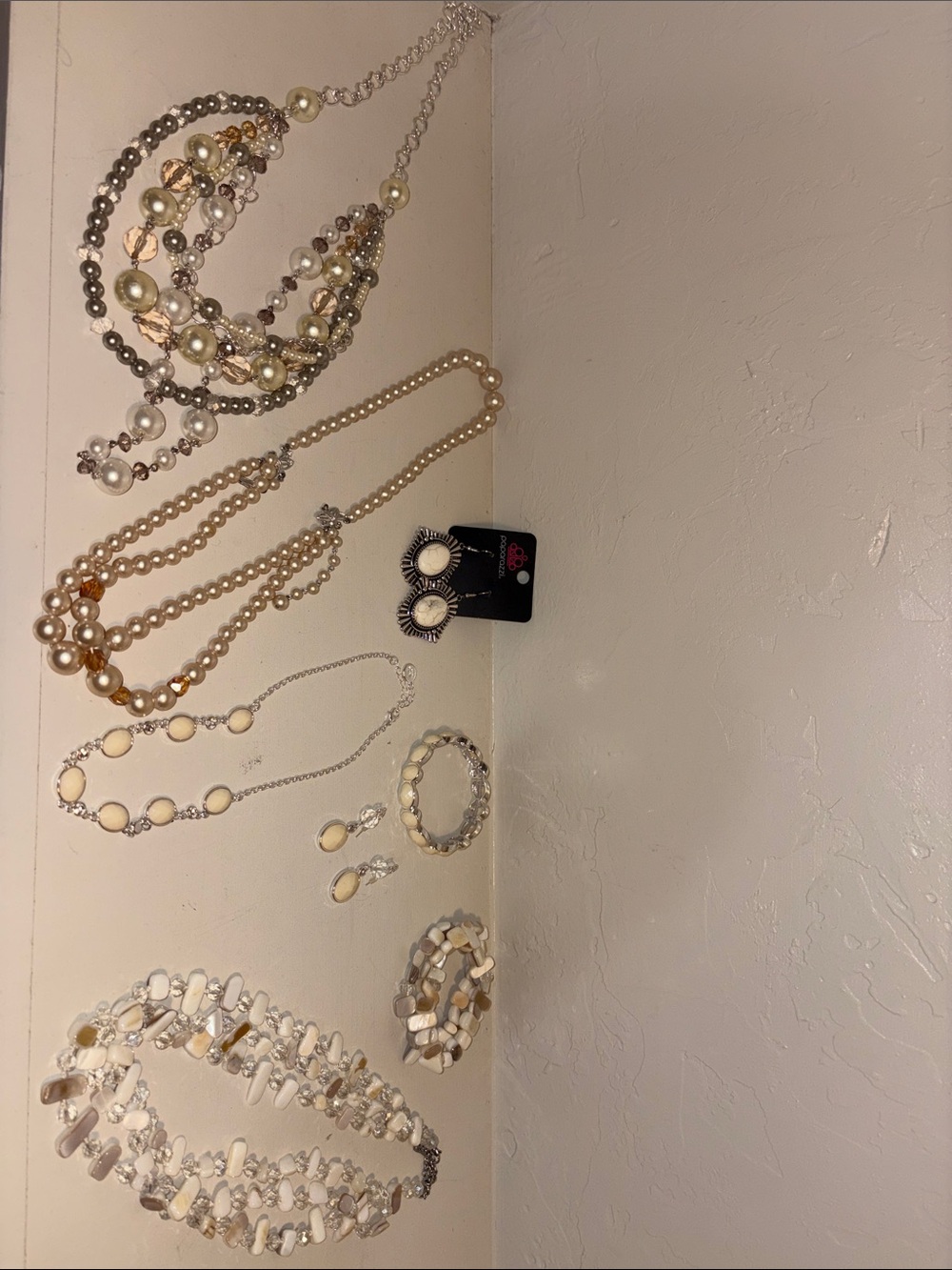 paparazzi Cream and Gold Layered Necklace Collection - Picture 1 of 5